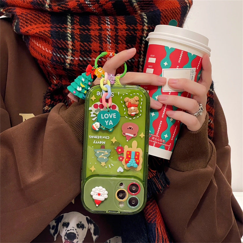 Festive 3D Christmas Phone Case with Cute Santa & Elk Charms