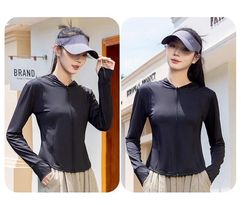 Ice Silk UV Protection Clothing for Women – Ultra-Light, Breathable, & Quick-Drying Top, Perfect for Bike Riders