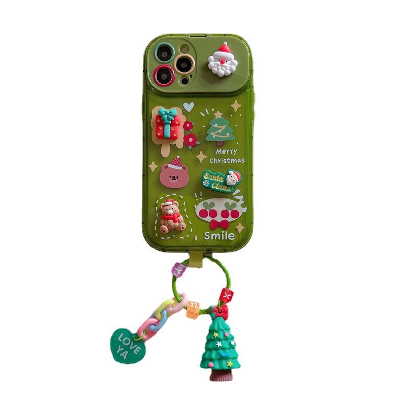 Festive 3D Christmas Phone Case with Cute Santa & Elk Charms