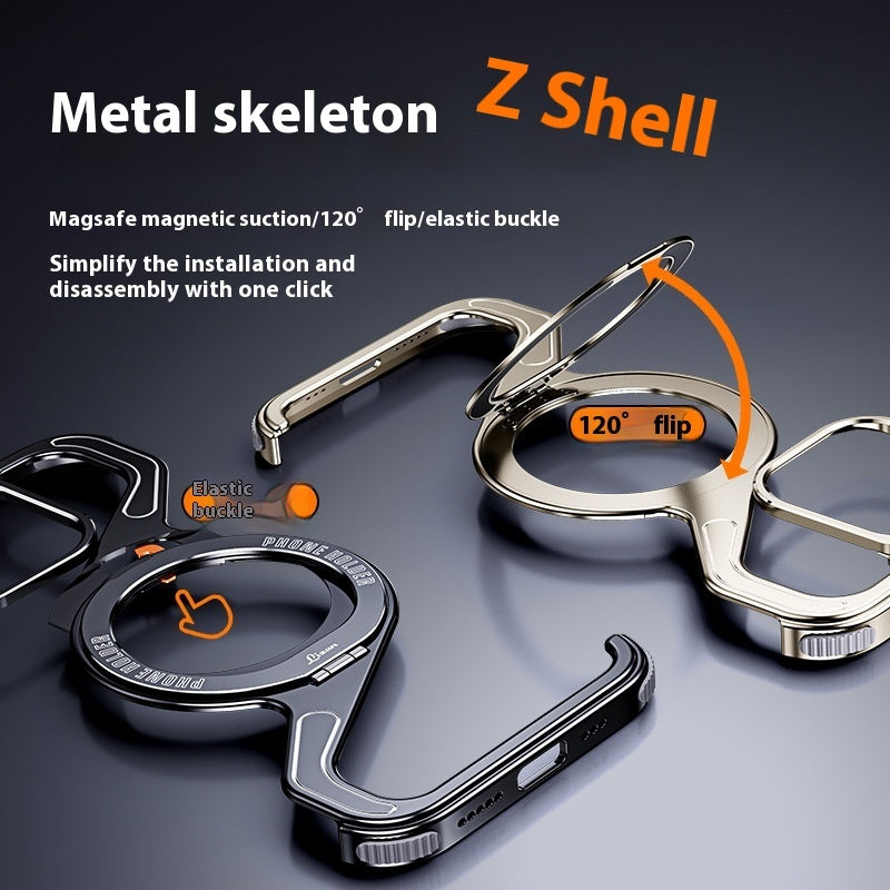Magnetic Z-Holder Metal Phone Case for iPhone – Sleek, Durable & Built-In Stand