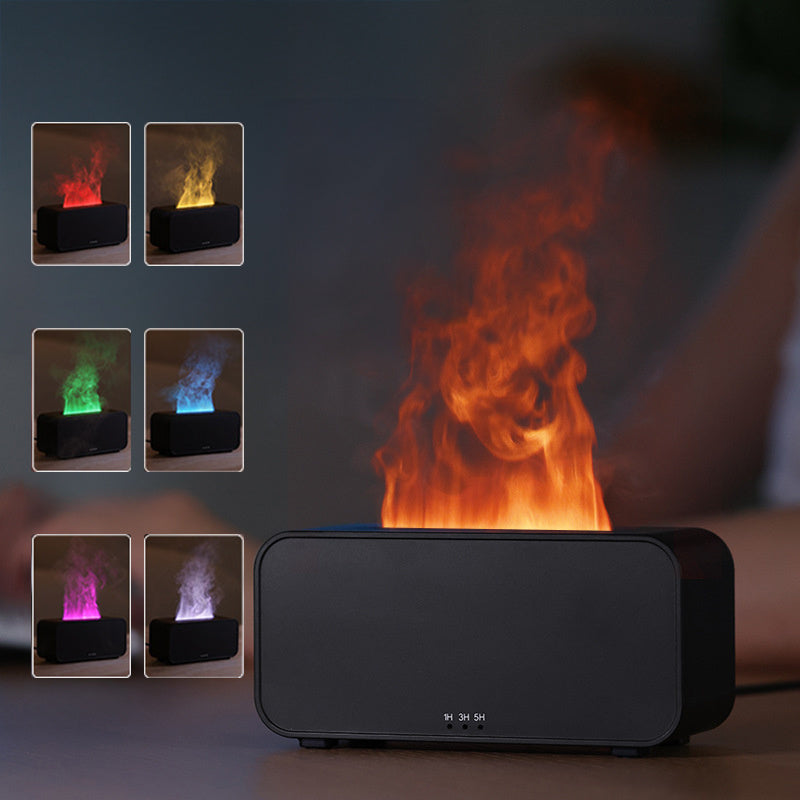 Flame Aromatherapy Diffuser Humidifier – Realistic Flame Effect, Healing Smoke Ring & Ultra-Silent Operation | 120ml Water Tank | Auto Shut-Off & Timer Settings