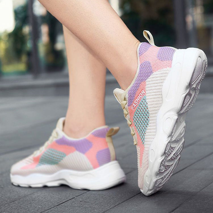 Stylish Colorblock Lace-Up Sneakers for Women | Breathable, Lightweight, & Versatile Running Shoes