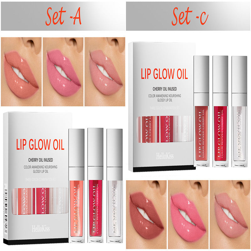 3-in-1 Lip Glow Oil Set – Moisturizing &amp; Repairing Lip Treatment – 3 Shades for Perfect Hydration