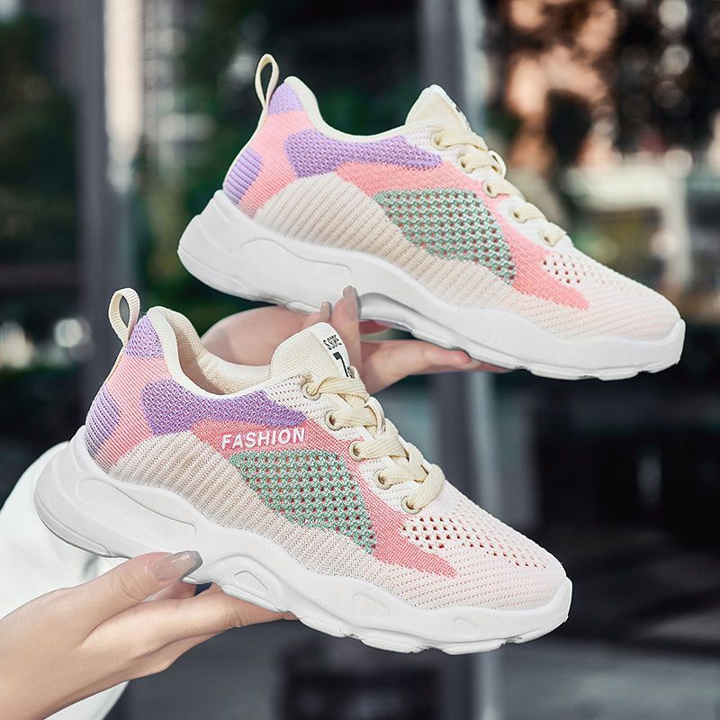 Stylish Colorblock Lace-Up Sneakers for Women | Breathable, Lightweight, & Versatile Running Shoes