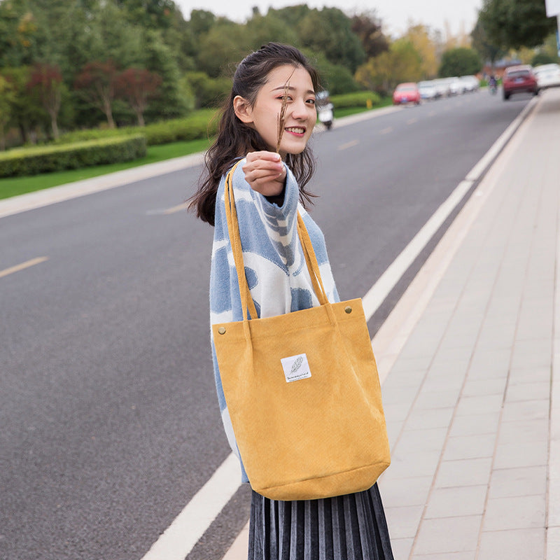 korean Trend Corduroy Tote Bag for Women | Soft Plush Shoulder Bag | Perfect for Casual and Everyday Use