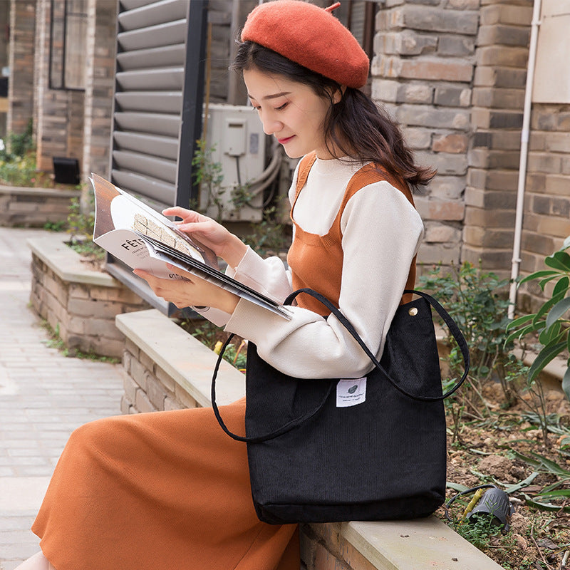 korean Trend Corduroy Tote Bag for Women | Soft Plush Shoulder Bag | Perfect for Casual and Everyday Use