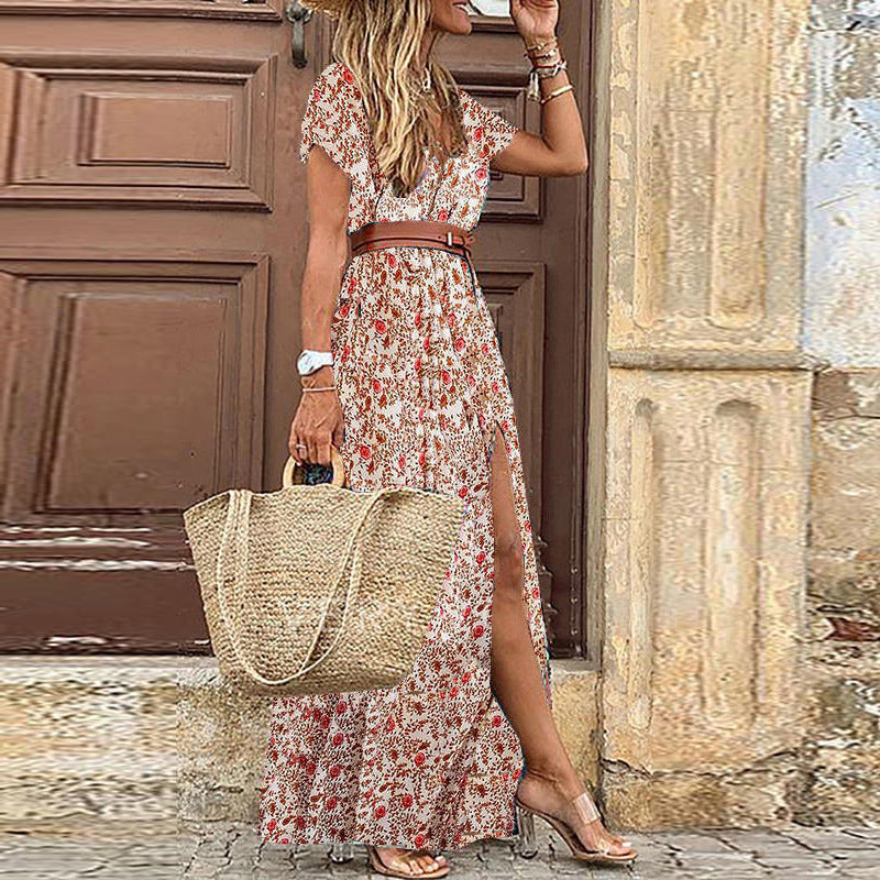 Bohemian V-Neck Floral Dress – Timeless Elegance for Every Occasion