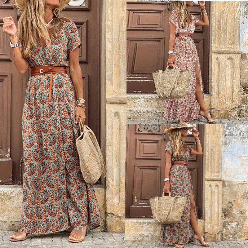 Bohemian V-Neck Floral Dress – Timeless Elegance for Every Occasion