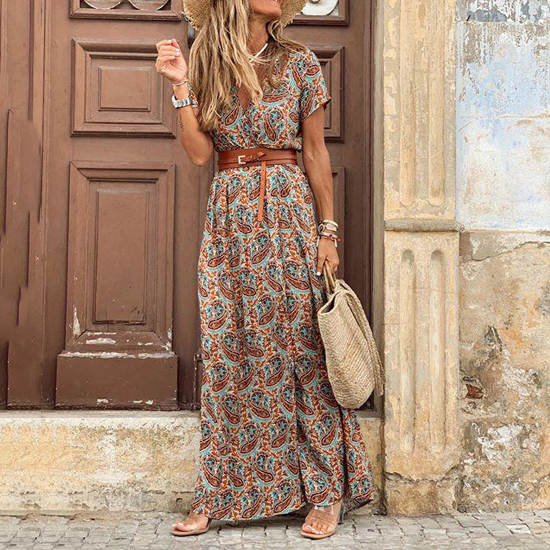 Bohemian V-Neck Floral Dress – Timeless Elegance for Every Occasion