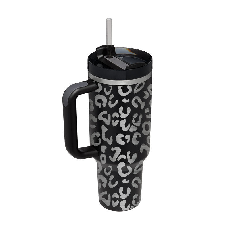 Trendy cute Insulated Tumbler with Handle and Straw | Spill-Proof, Vacuum-Sealed Stainless Steel Coffee Mug