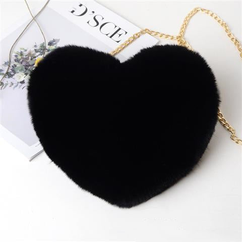 Heart-Shaped Plush Shoulder Bag – Cute Chain Bag for Women – Perfect Valentine's Day or Party Accessory