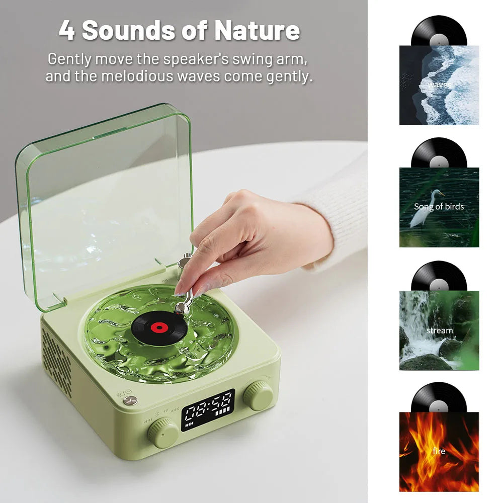 Retro Turntable Speaker - Wireless Bluetooth 5.0 Vinyl Player with Stereo Sound &amp; RGB Light