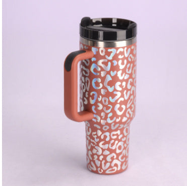 Trendy cute Insulated Tumbler with Handle and Straw | Spill-Proof, Vacuum-Sealed Stainless Steel Coffee Mug