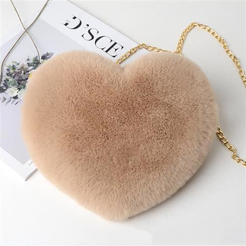 Heart-Shaped Plush Shoulder Bag – Cute Chain Bag for Women – Perfect Valentine's Day or Party Accessory