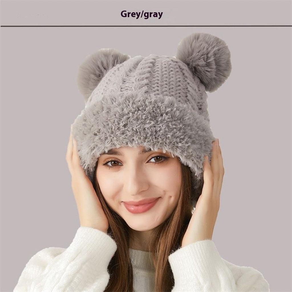 Cute Double Pom Pom Knitted Hat: Adorable Winter Warmth for Kids &amp; Adults