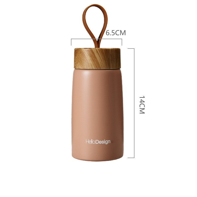 Elegant Bamboo-Style Insulated Coffee Mug – 280ml Travel Tumbler for Hot &amp; Cold Drinks