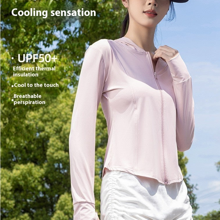 Ice Silk UV Protection Clothing for Women – Ultra-Light, Breathable, &amp; Quick-Drying Top, Perfect for Bike Riders