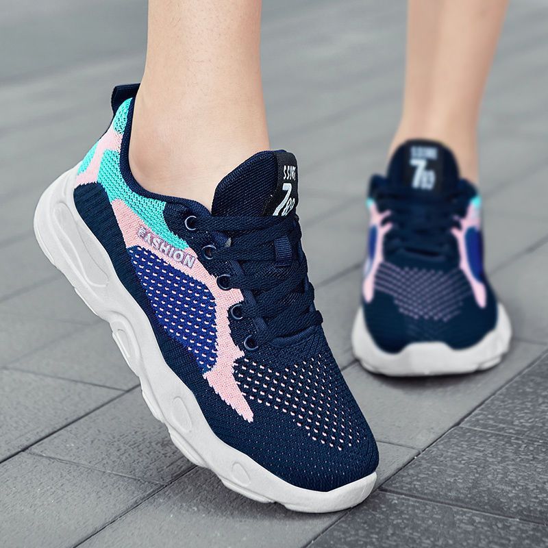 Stylish Colorblock Lace-Up Sneakers for Women | Breathable, Lightweight, & Versatile Running Shoes