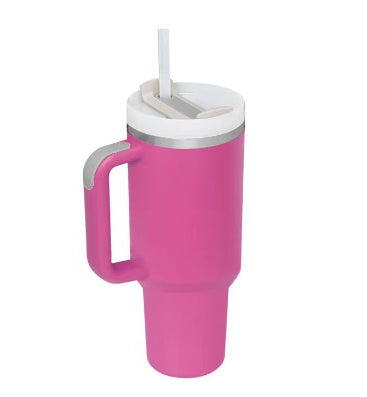 Trendy cute Insulated Tumbler with Handle and Straw | Spill-Proof, Vacuum-Sealed Stainless Steel Coffee Mug