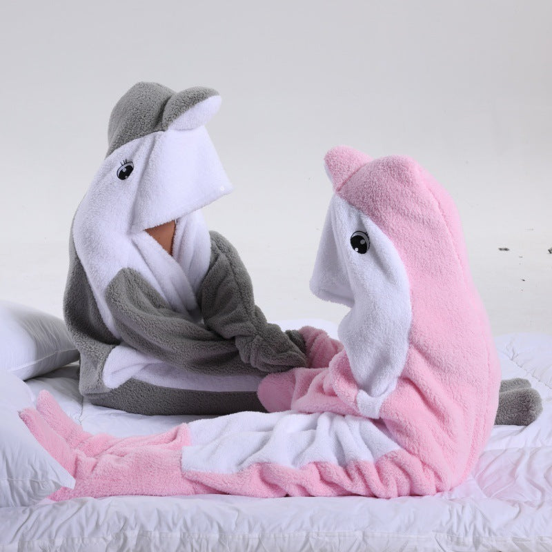 Dolphin &amp; Shark Hooded Blanket Sleeping Bag: Soft, Cozy Fun for Winter