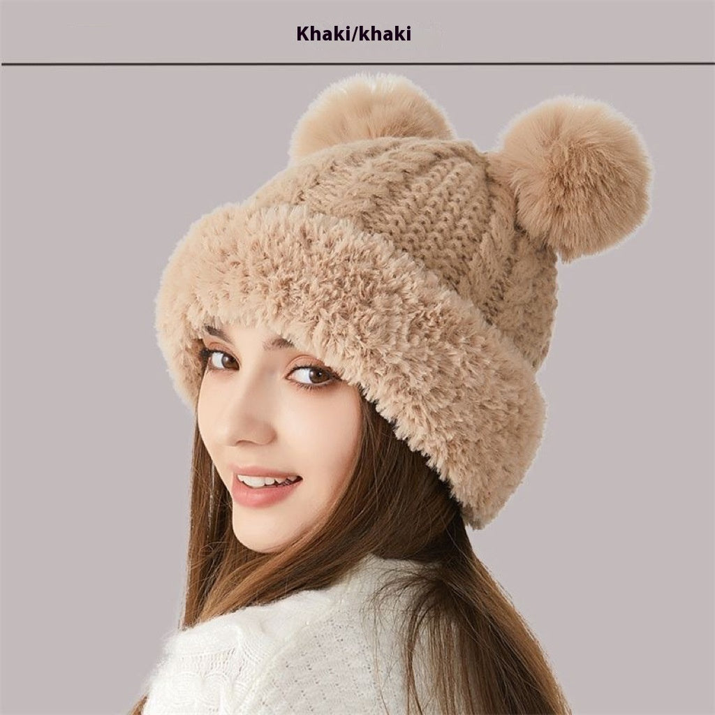 Cute Double Pom Pom Knitted Hat: Adorable Winter Warmth for Kids &amp; Adults