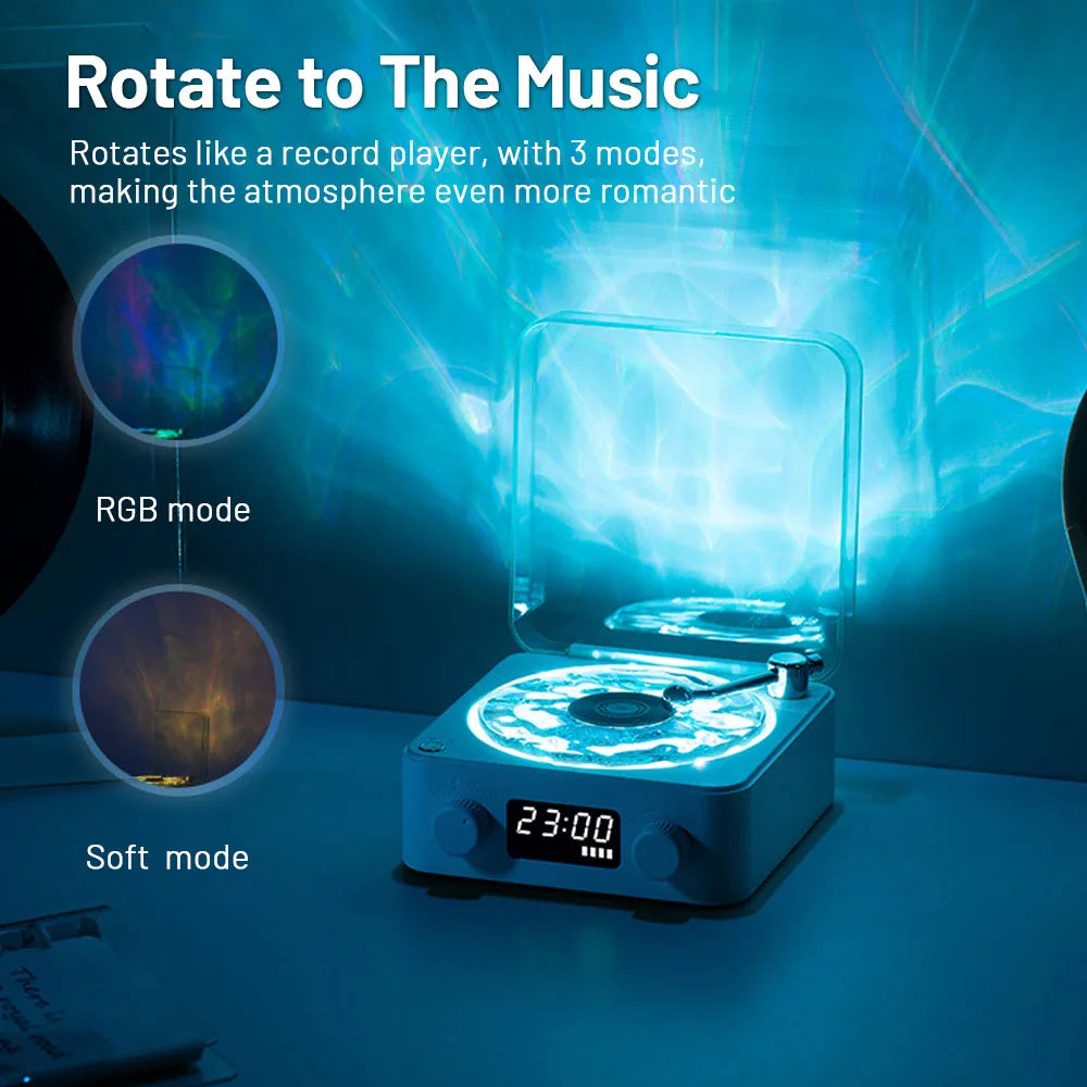 Retro Turntable Speaker - Wireless Bluetooth 5.0 Vinyl Player with Stereo Sound &amp; RGB Light