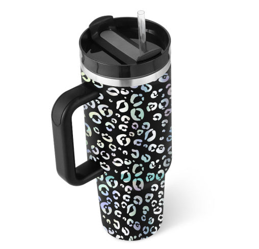 Trendy cute Insulated Tumbler with Handle and Straw | Spill-Proof, Vacuum-Sealed Stainless Steel Coffee Mug