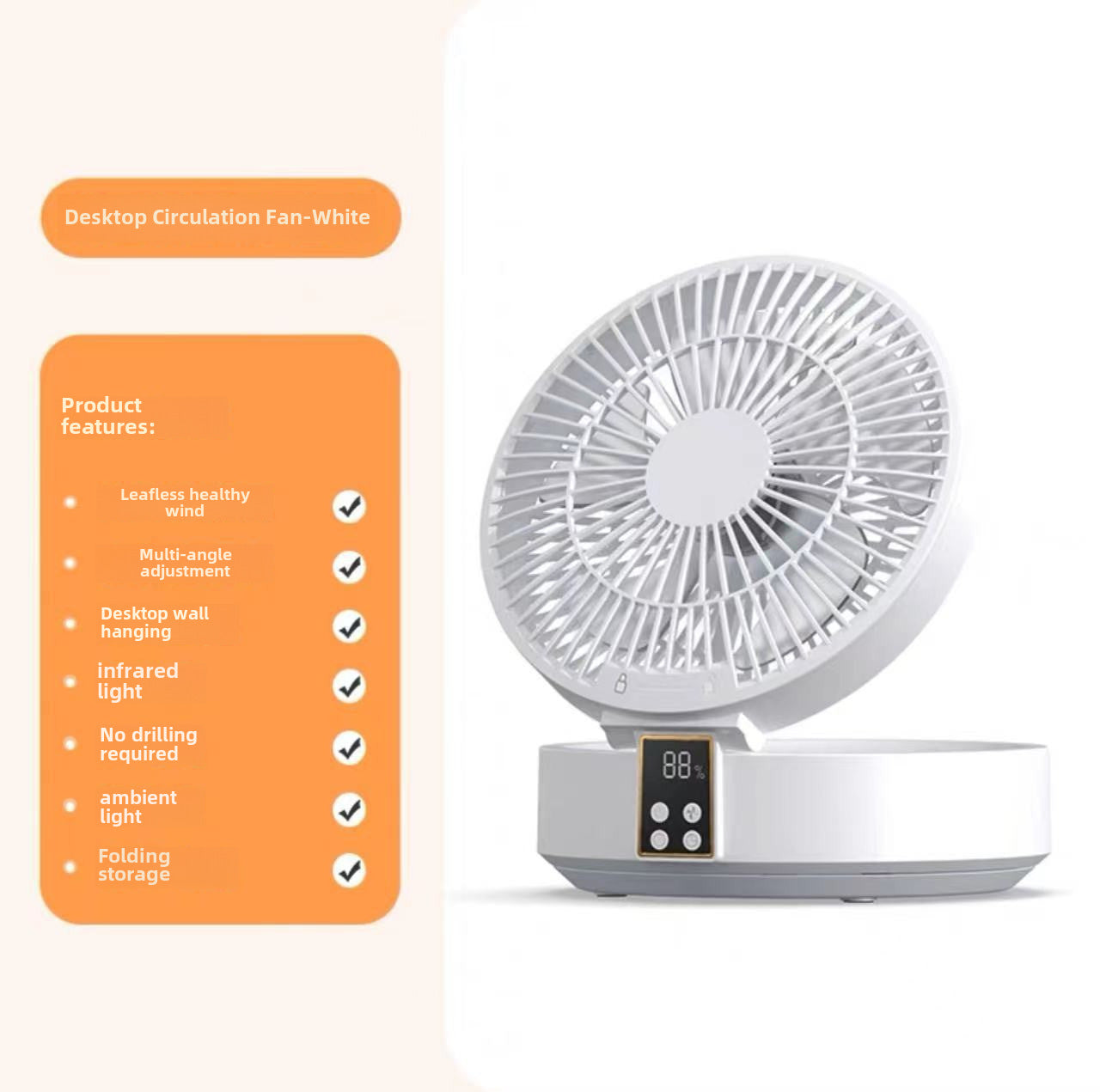 Compact Folding Fan with Digital Display – Versatile USB-Powered Mini Fan for Home and Office