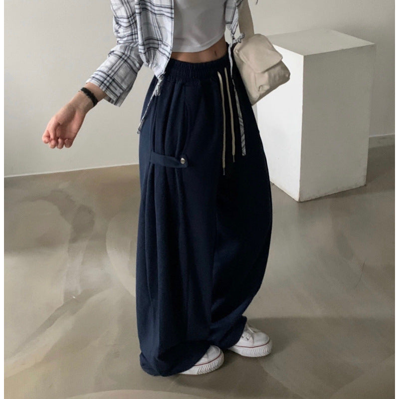 Korean Buckle-Design Wide-Leg Sweatpants – Fall/Winter 2024 Collection