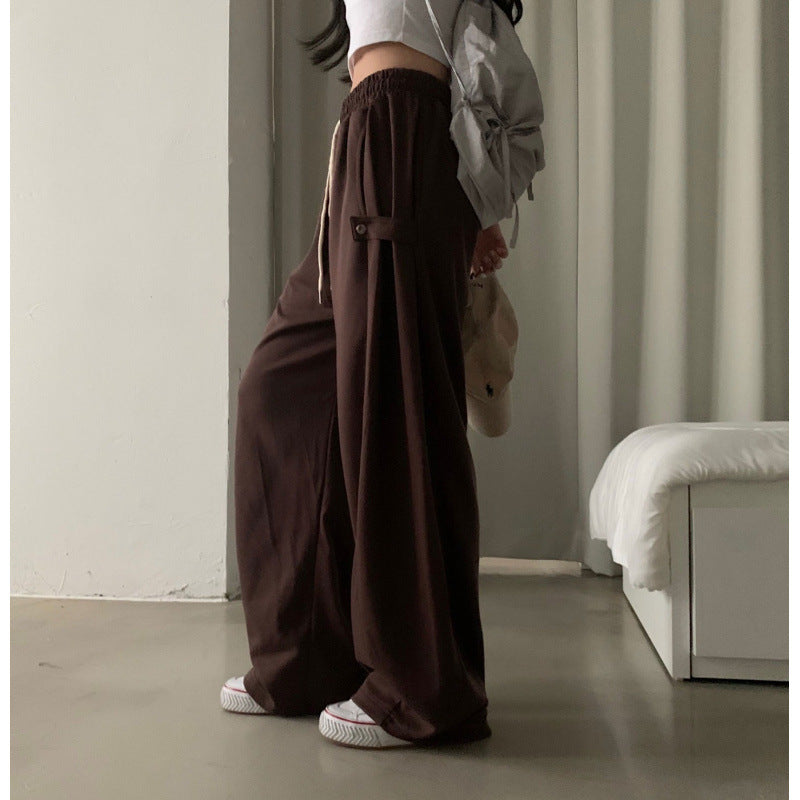 Korean Buckle-Design Wide-Leg Sweatpants – Fall/Winter 2024 Collection