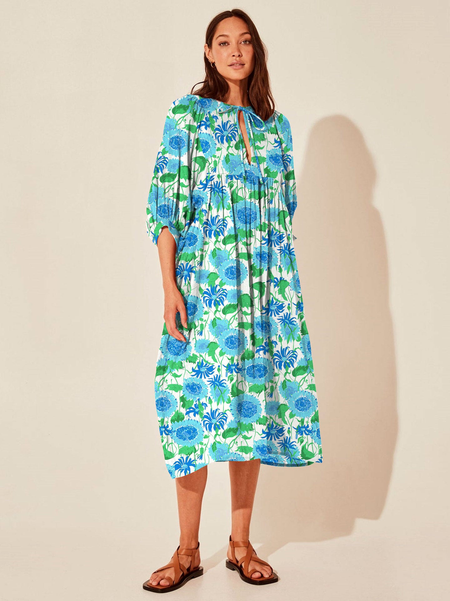 Floral Mid-Sleeve Rayon Dress – Summer 2024 Collection