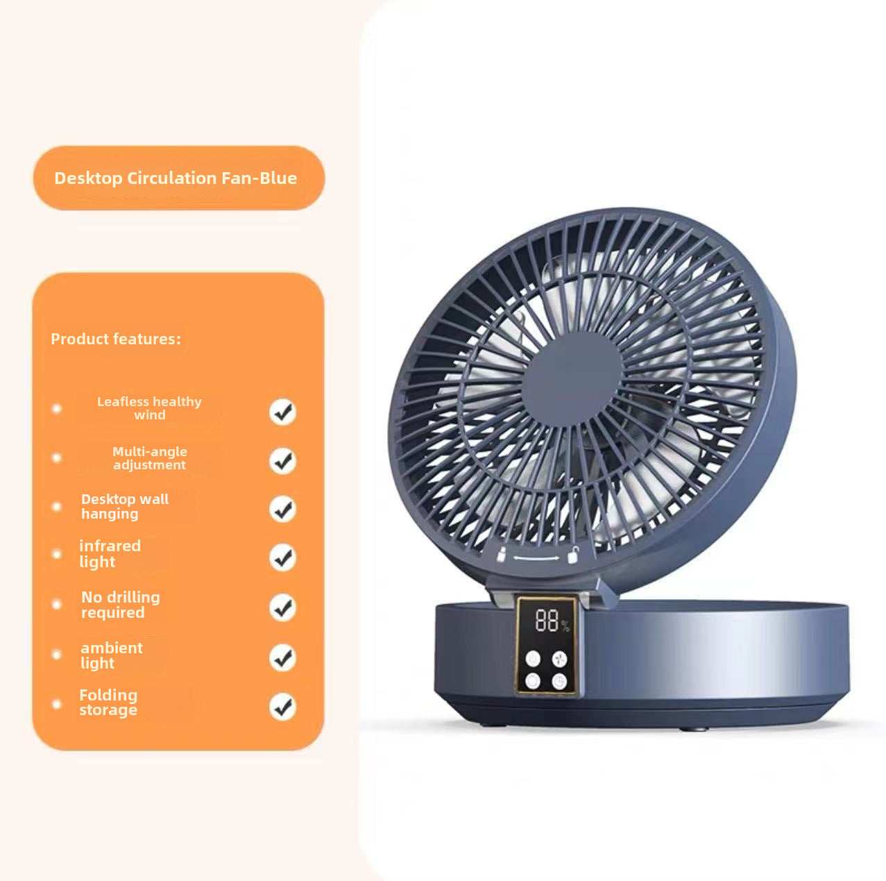 Compact Folding Fan with Digital Display – Versatile USB-Powered Mini Fan for Home and Office