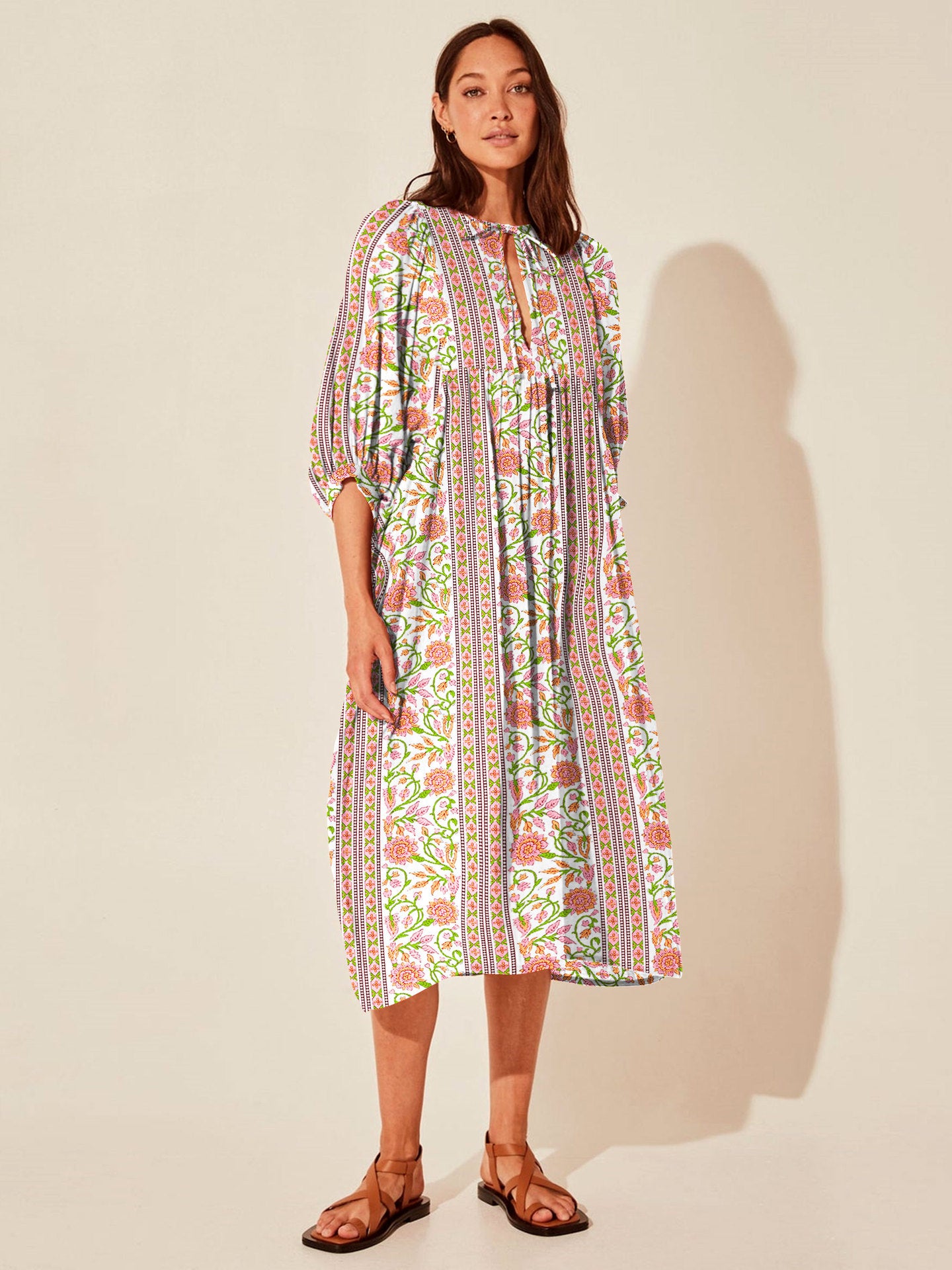 Floral Mid-Sleeve Rayon Dress – Summer 2024 Collection