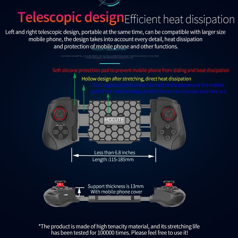 Mocute 060 Stretch Double Rocker Wireless Bluetooth Gamepad – Compatible with Android &amp; iOS Devices (13-4" Phones)