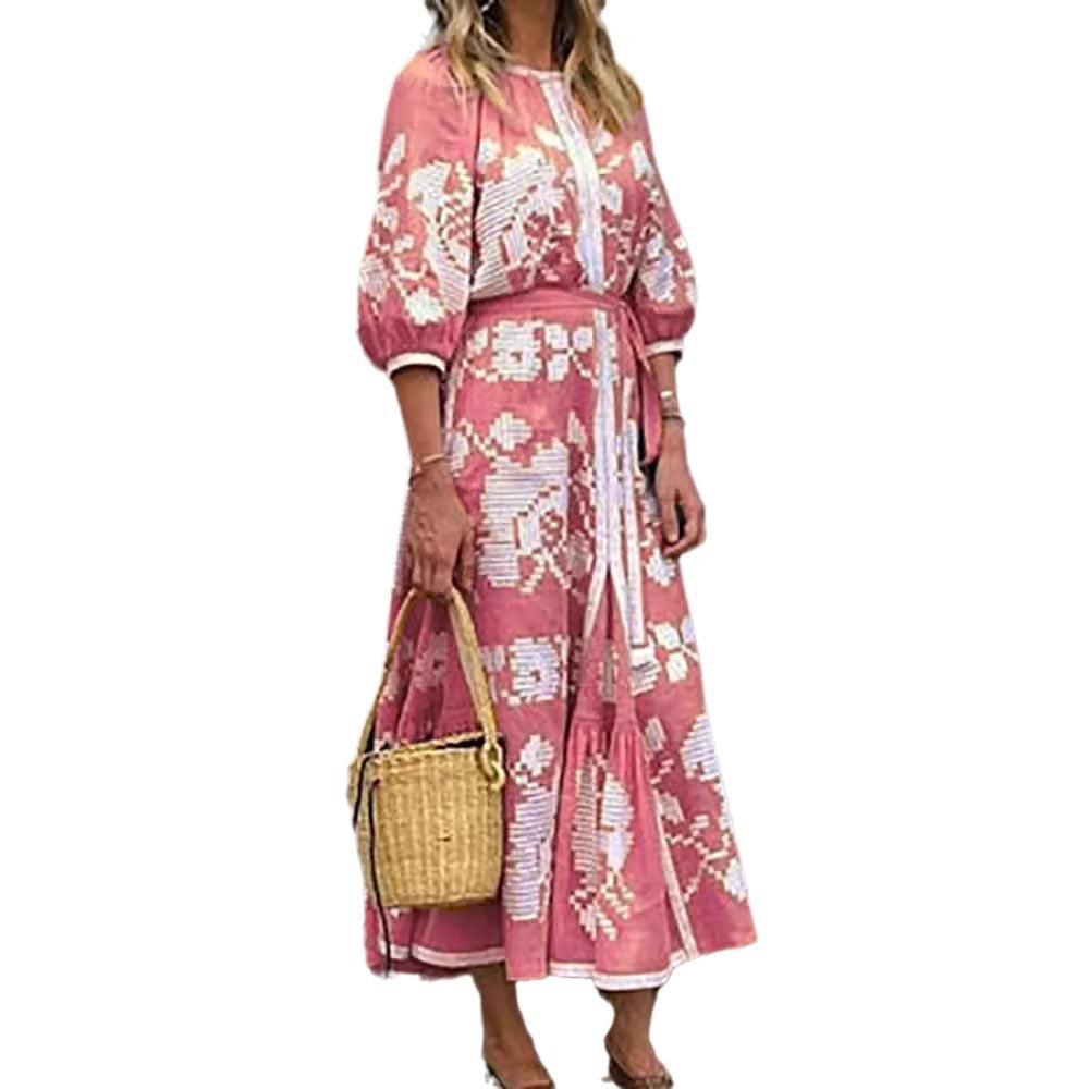 Autumn Breeze Printed Loose-Fit Dress – Effortless Elegance for Every Occasion