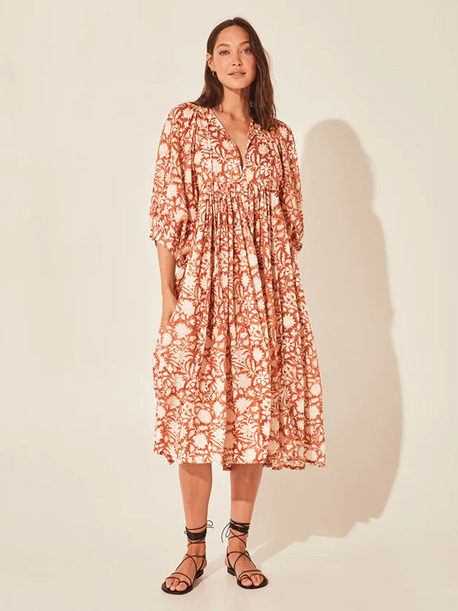 Floral Mid-Sleeve Rayon Dress – Summer 2024 Collection