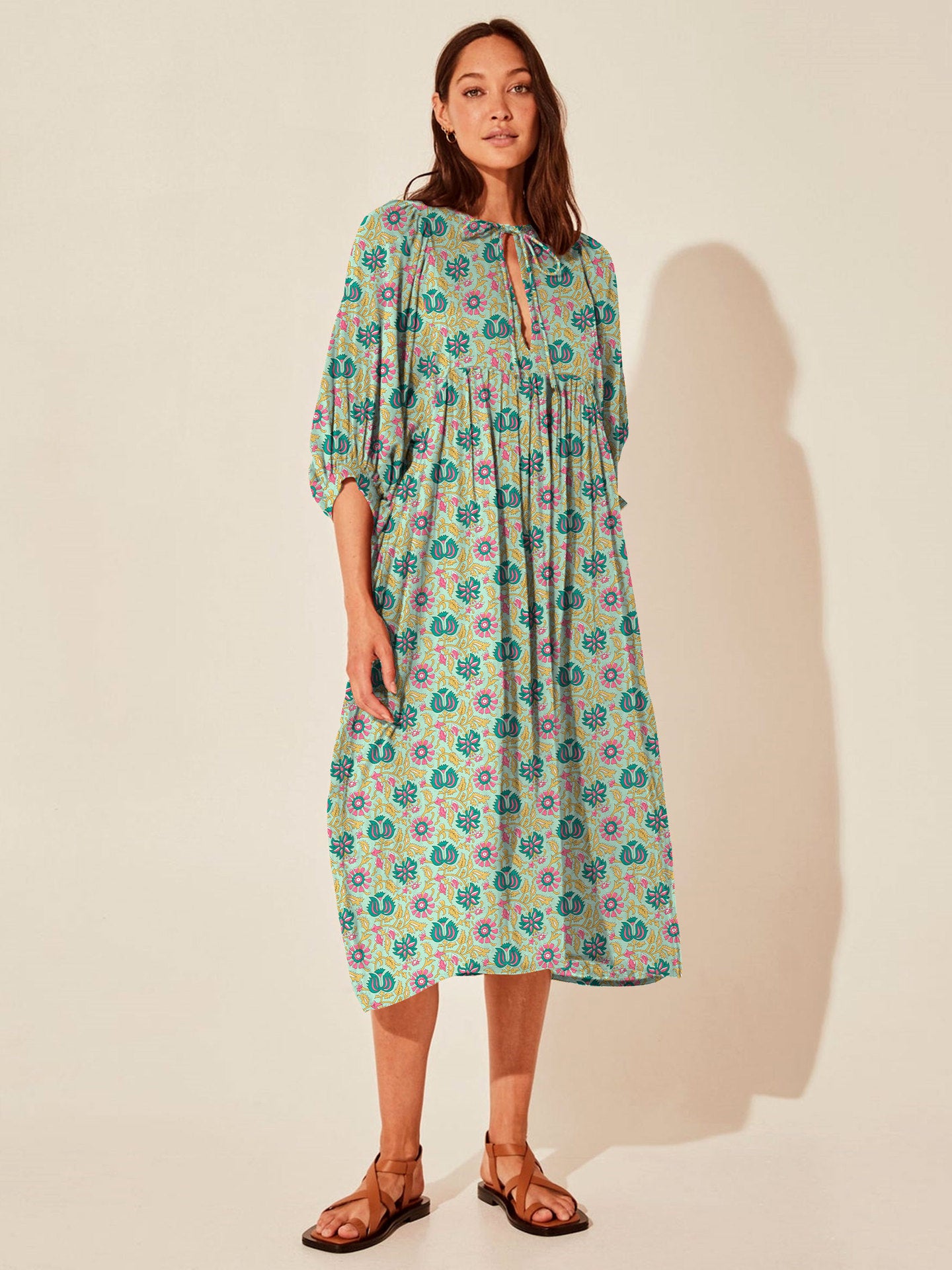 Floral Mid-Sleeve Rayon Dress – Summer 2024 Collection