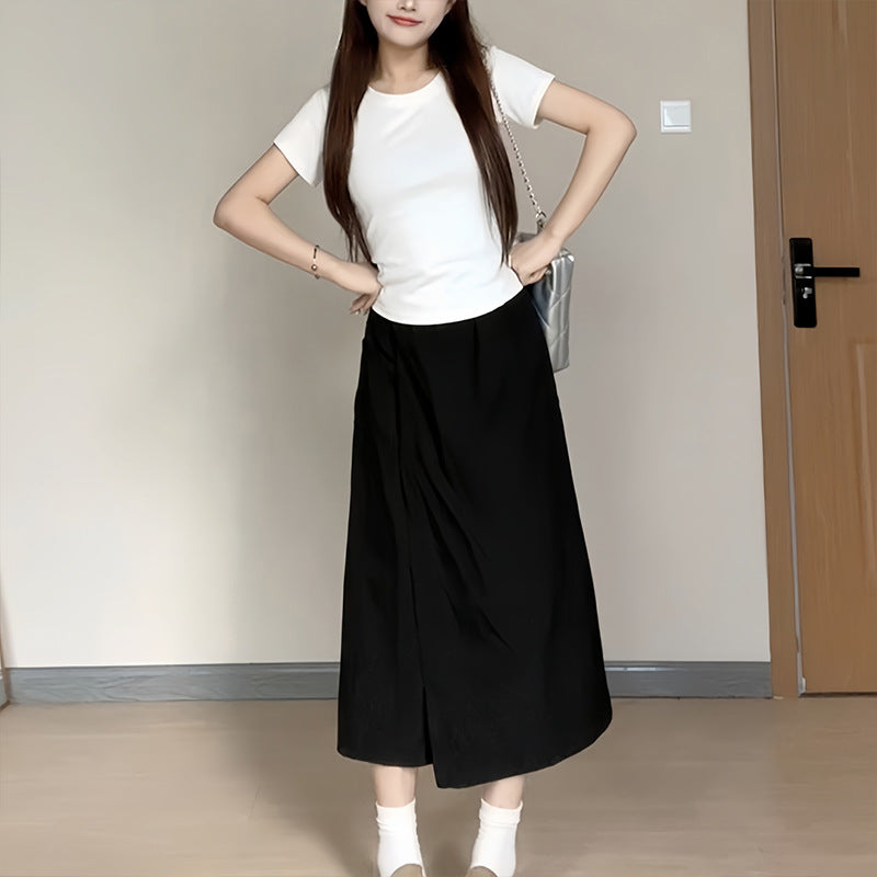 Yamamoto-Inspired High-Waisted Wide-Leg Cropped Pants skirt |Summer 2024 Collection