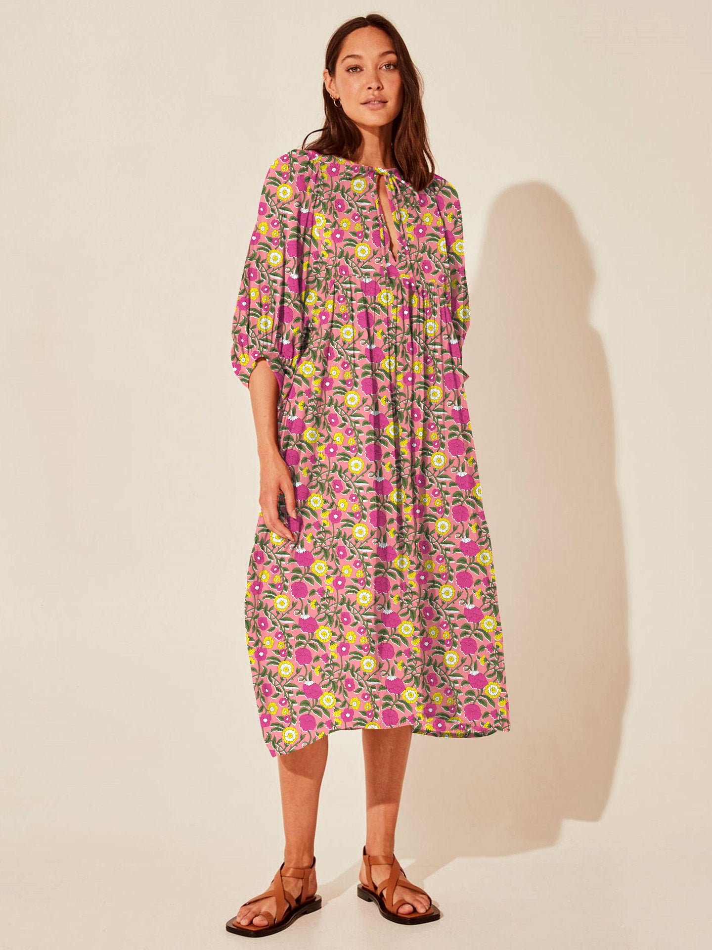 Floral Mid-Sleeve Rayon Dress – Summer 2024 Collection