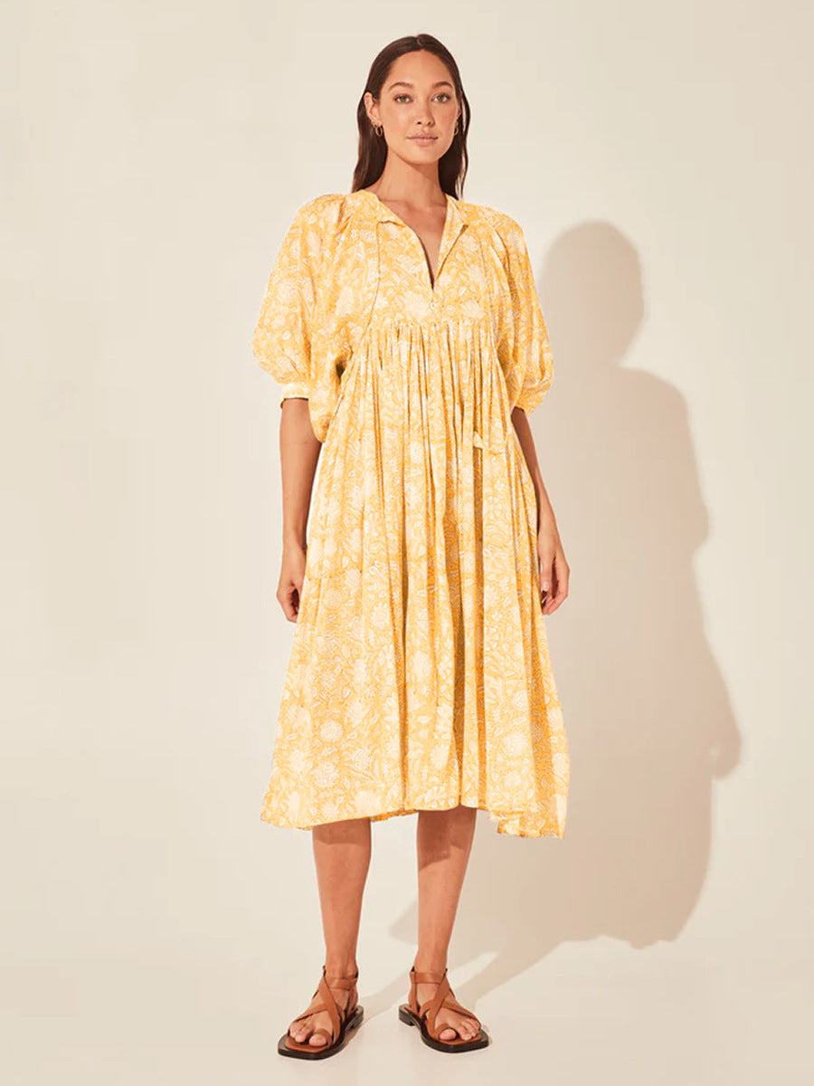 Floral Mid-Sleeve Rayon Dress – Summer 2024 Collection