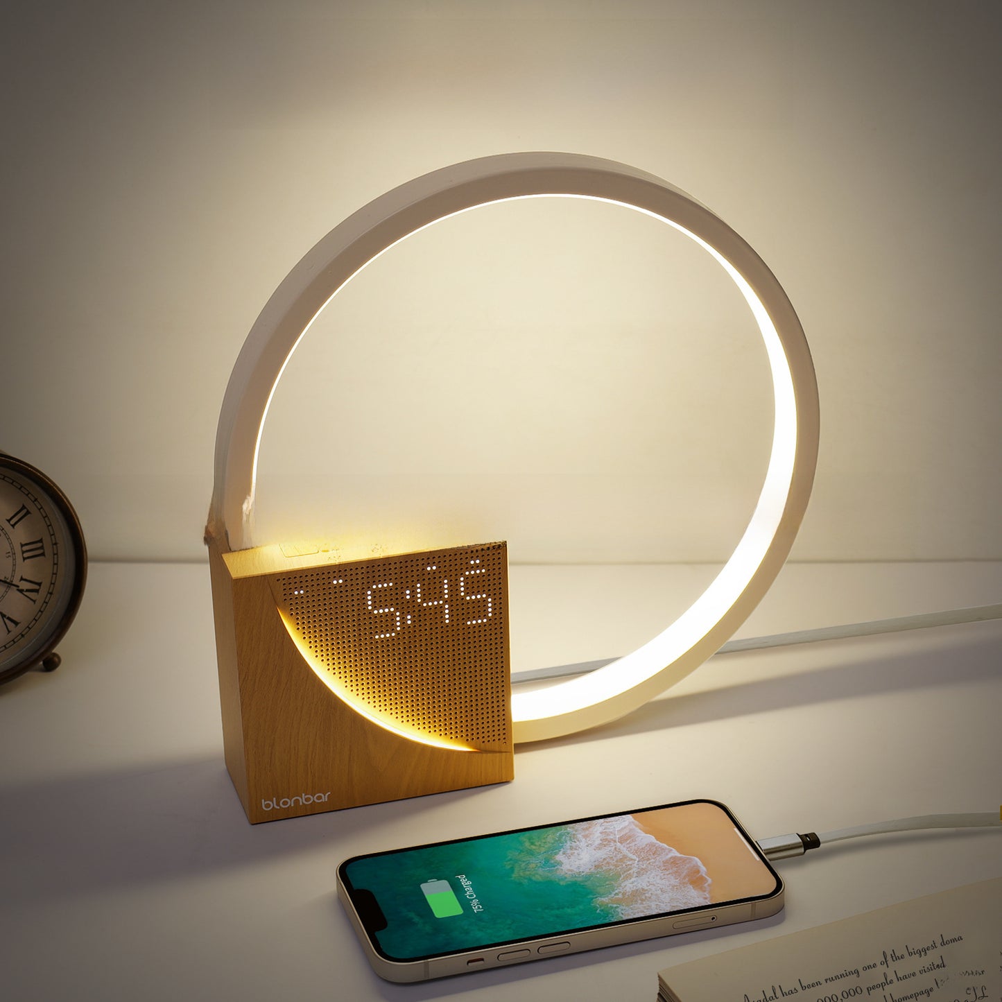 🌙 Multifunctional Desk Lamp with Alarm &amp; Wireless Charger – Your Perfect Nightstand Companion!