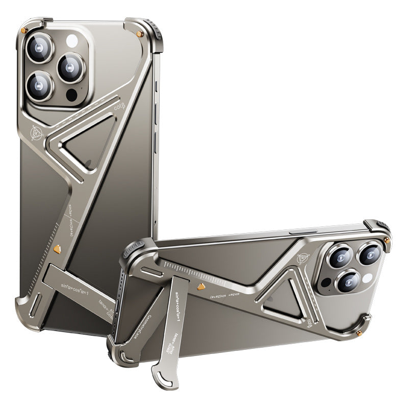 Metal Geometric iPhone Case with Bracket - Bold Style Meets Utility