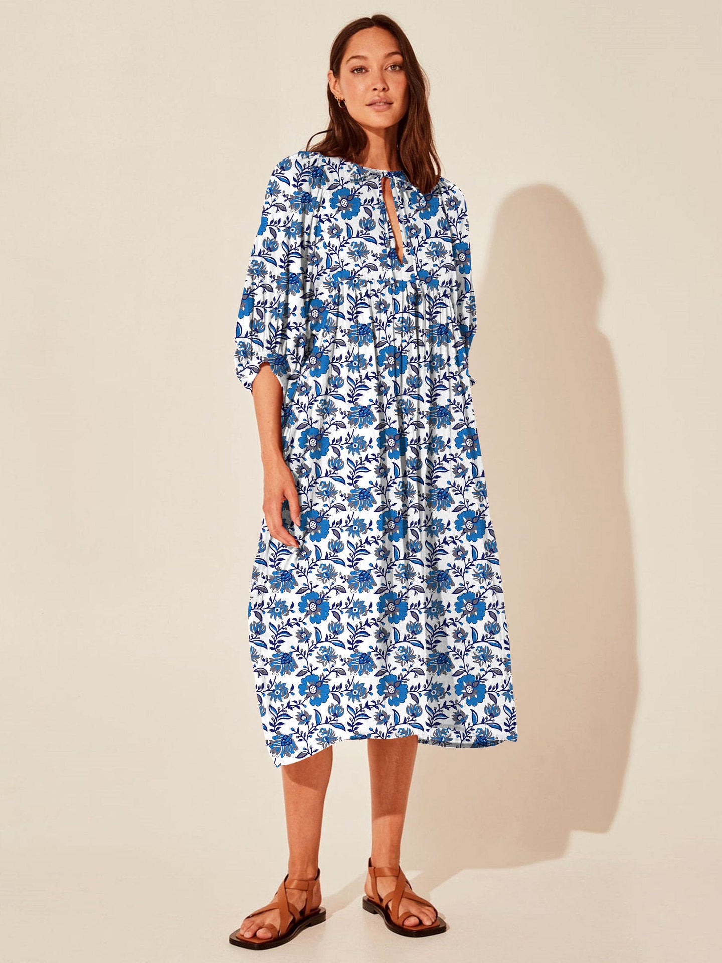 Floral Mid-Sleeve Rayon Dress – Summer 2024 Collection