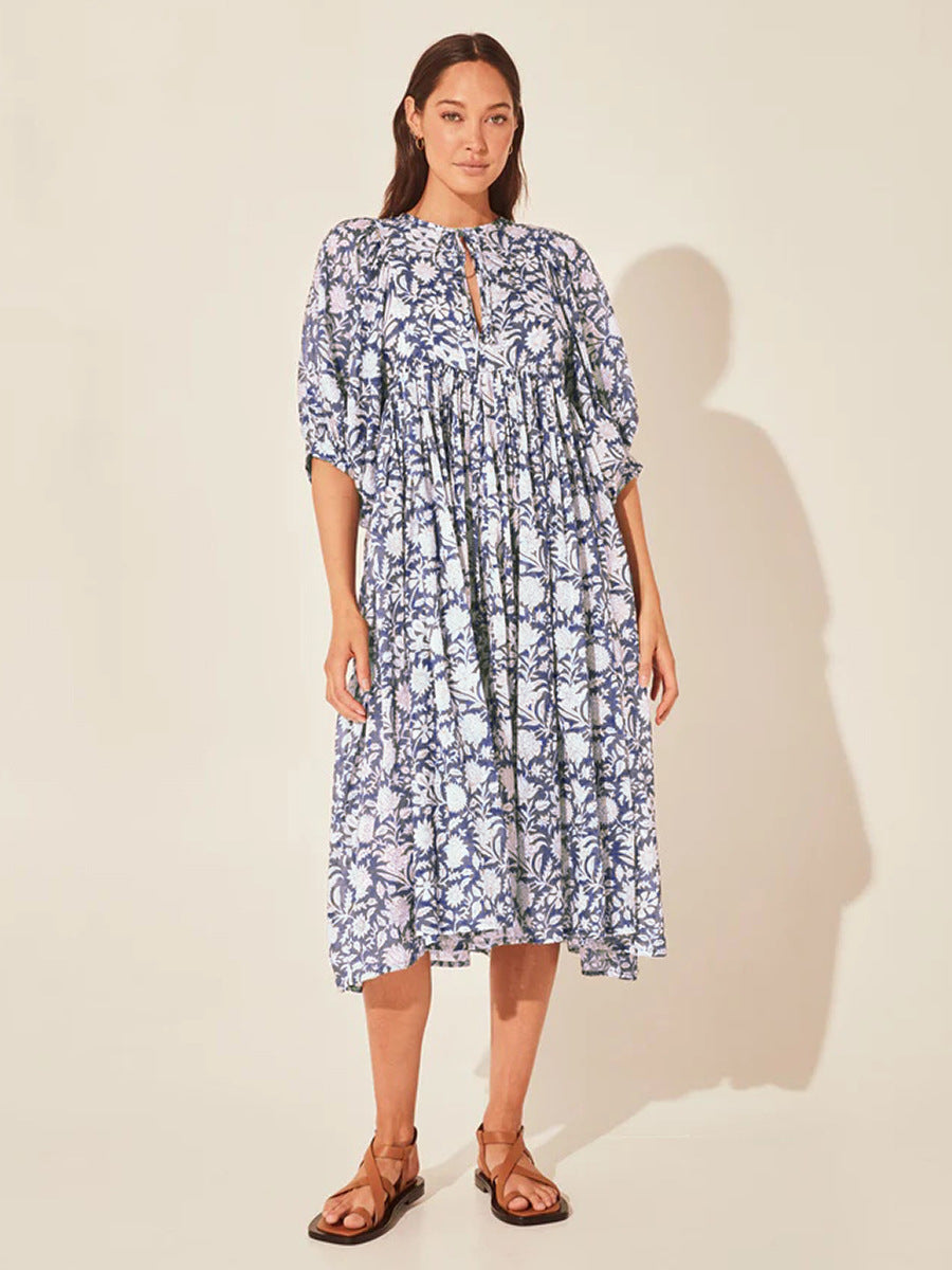 Floral Mid-Sleeve Rayon Dress – Summer 2024 Collection