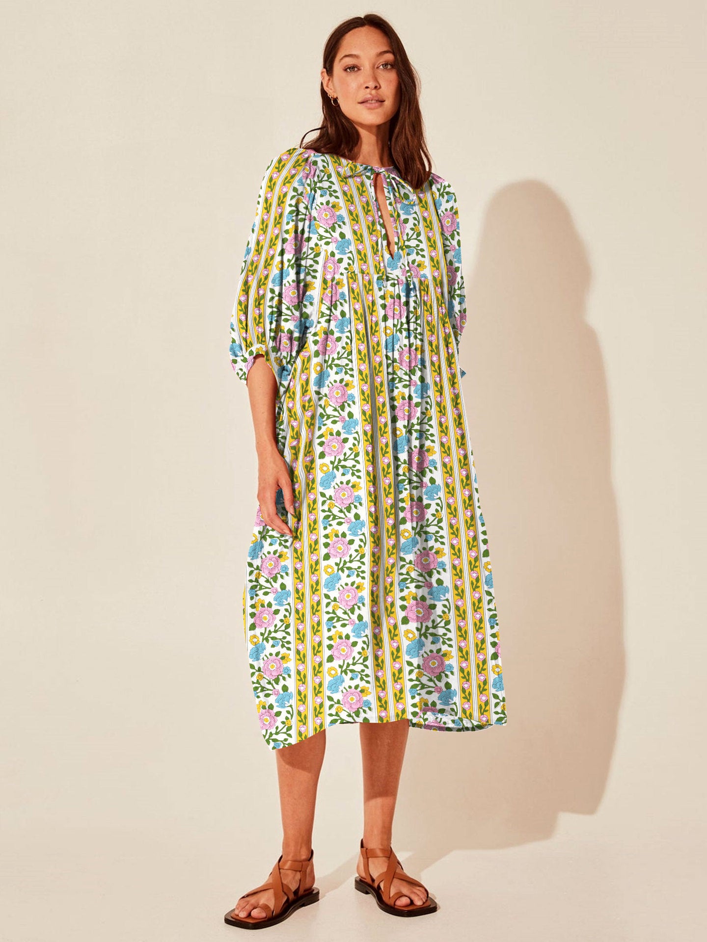 Floral Mid-Sleeve Rayon Dress – Summer 2024 Collection