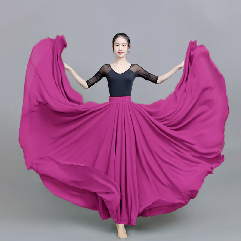 720-Degree Big Swing Chiffon Half Skirt | Red Dance and Beach Long Dress