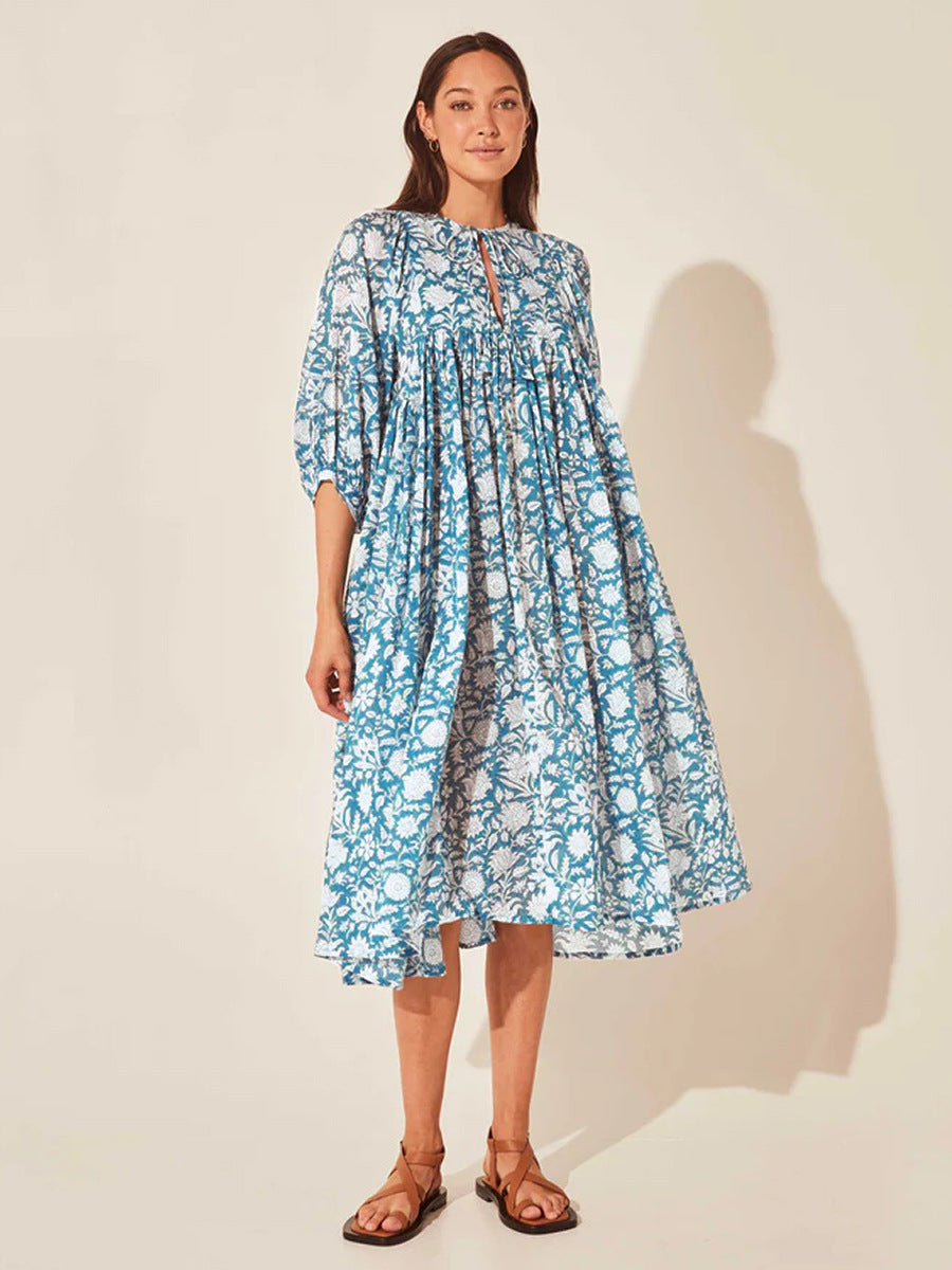 Floral Mid-Sleeve Rayon Dress – Summer 2024 Collection