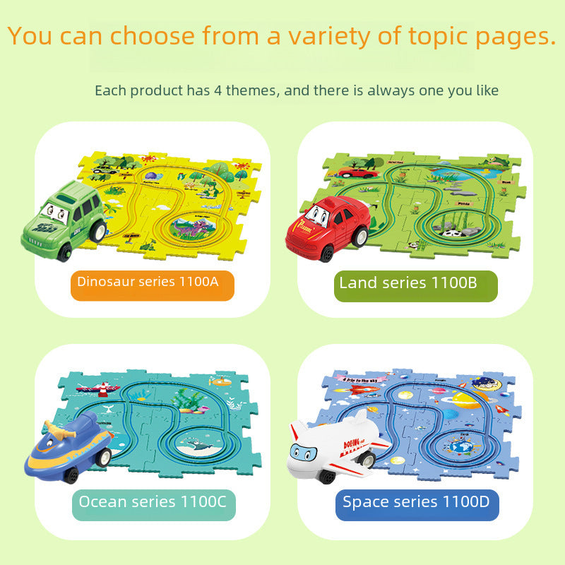 Children's DIY Puzzle Track Car Set – Build Your Own City Map with Electric Vehicle