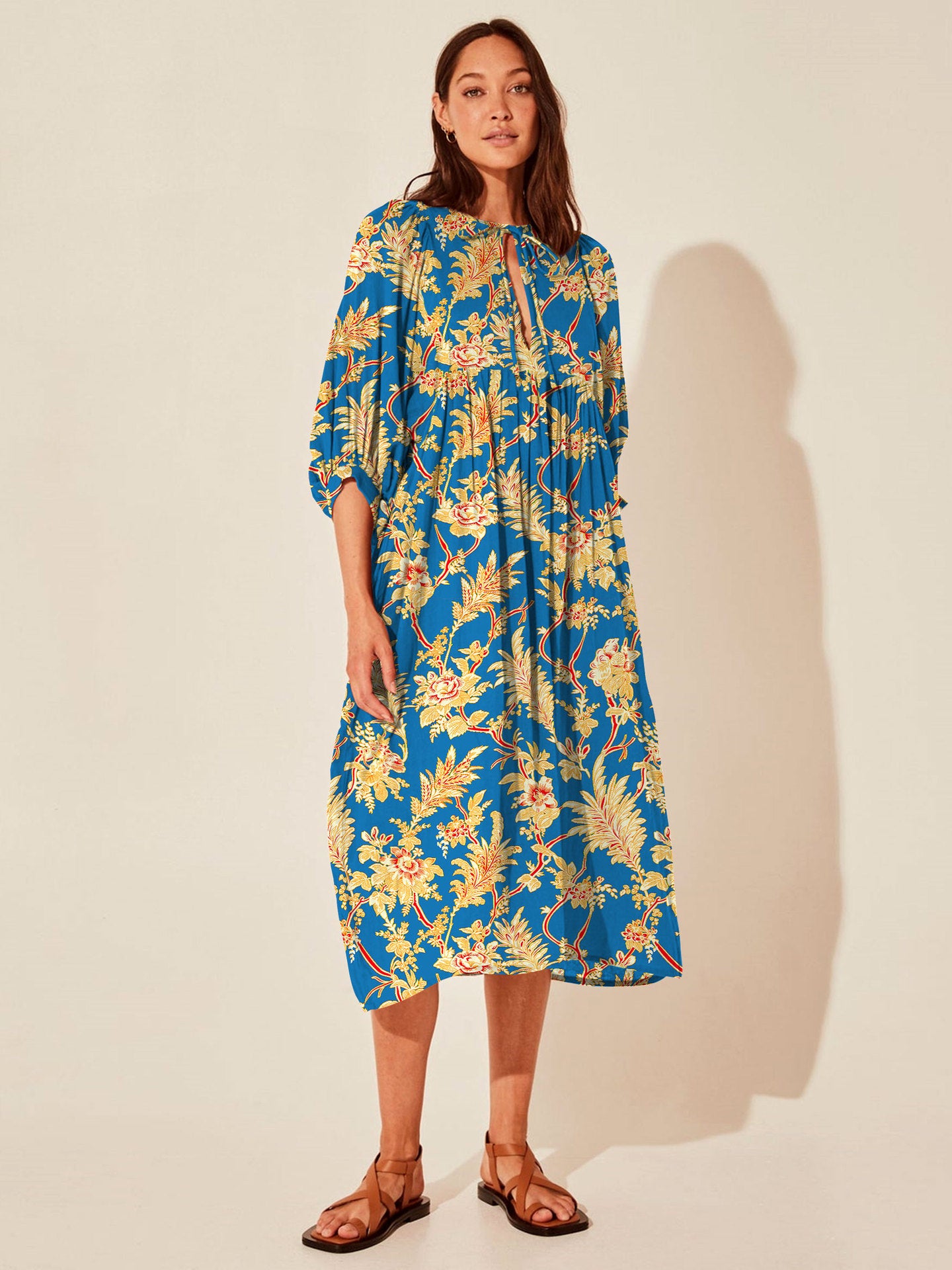 Floral Mid-Sleeve Rayon Dress – Summer 2024 Collection