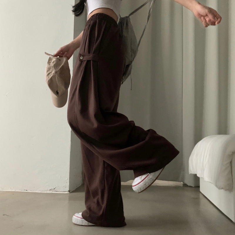 Korean Buckle-Design Wide-Leg Sweatpants – Fall/Winter 2024 Collection